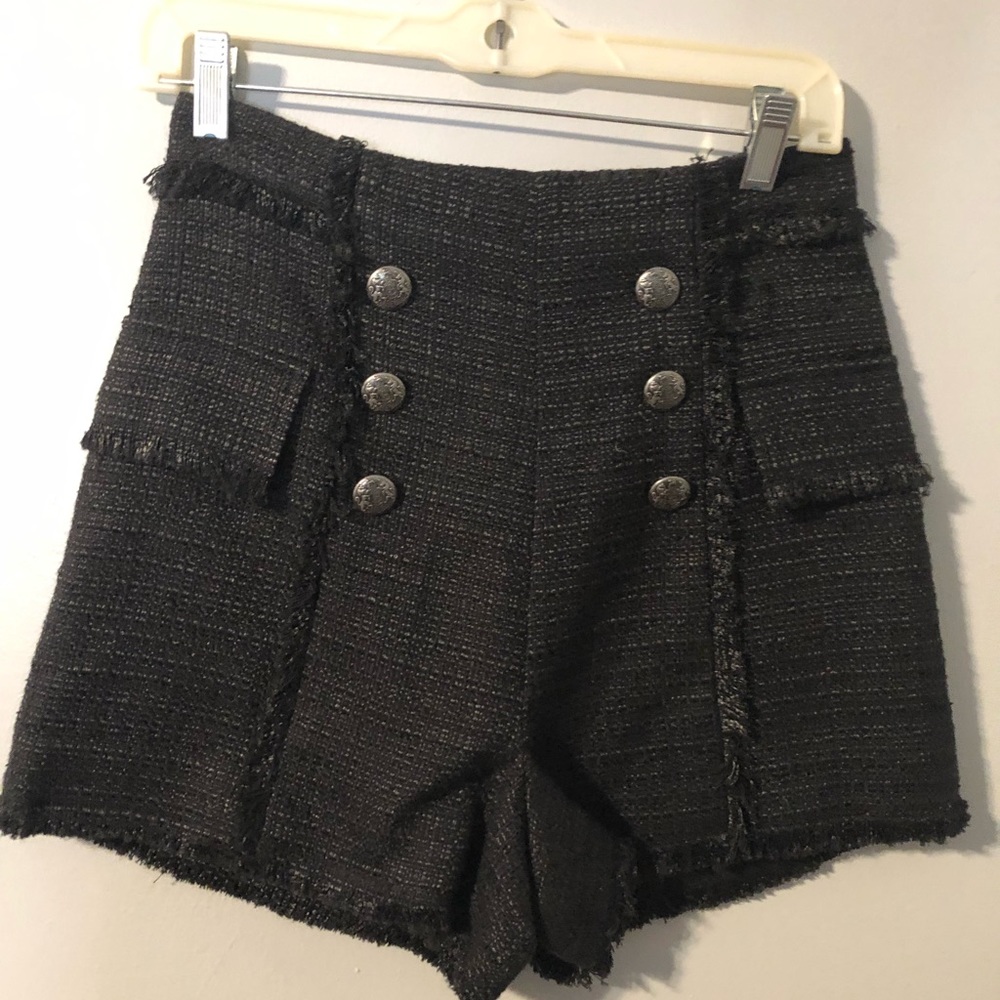 Black tweed shorts